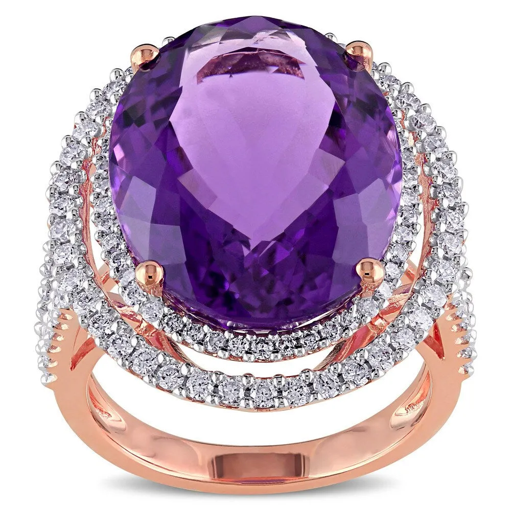 Miadora 14k Rose Gold Amethyst and 7/8ct TDW Diamond Ring (G-H, SI1-SI2) sold by Zulily