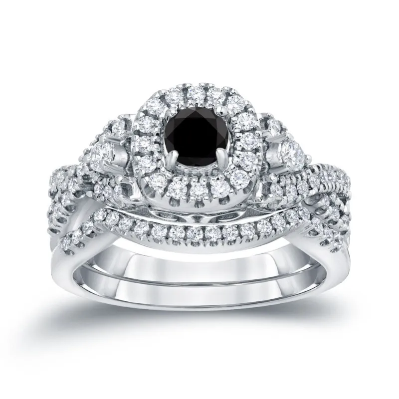 Auriya Vintage 3/4ctw Halo Black Diamond Engagement Ring Set 14k Gold sold by Zulily