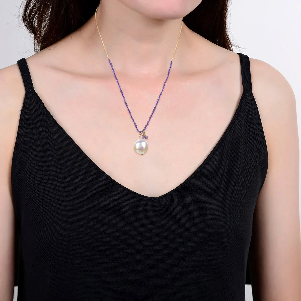 Amethyst and Freshwater Pearl Beaded Pendant Necklace sold by Zulily product image thumbnail 4