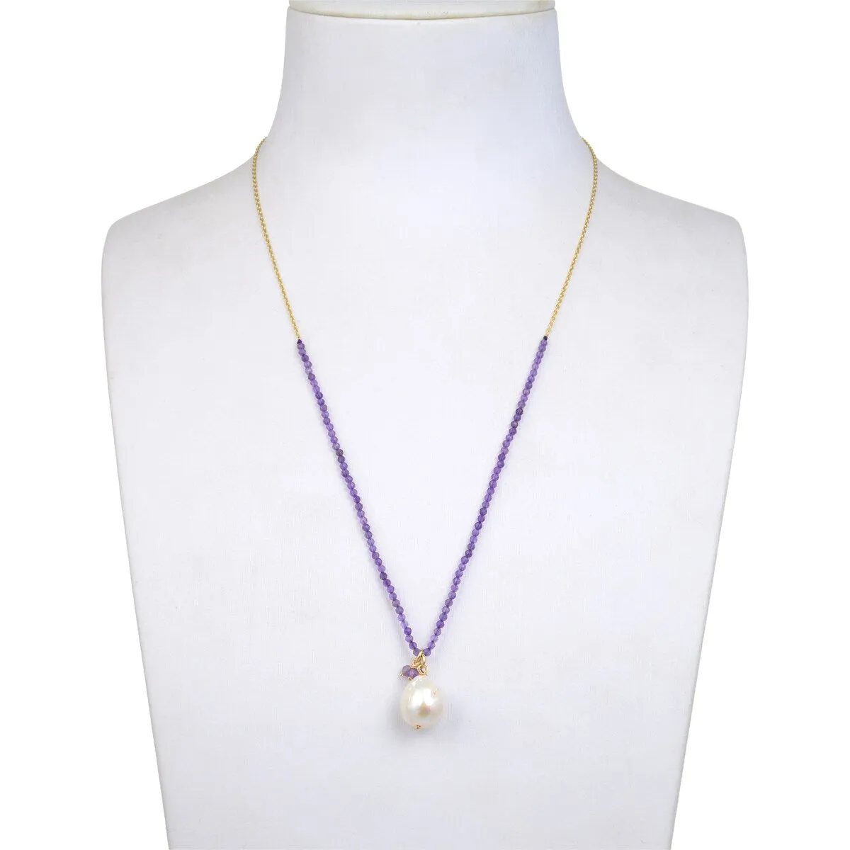Amethyst and Freshwater Pearl Beaded Pendant Necklace sold by Zulily product image thumbnail 5