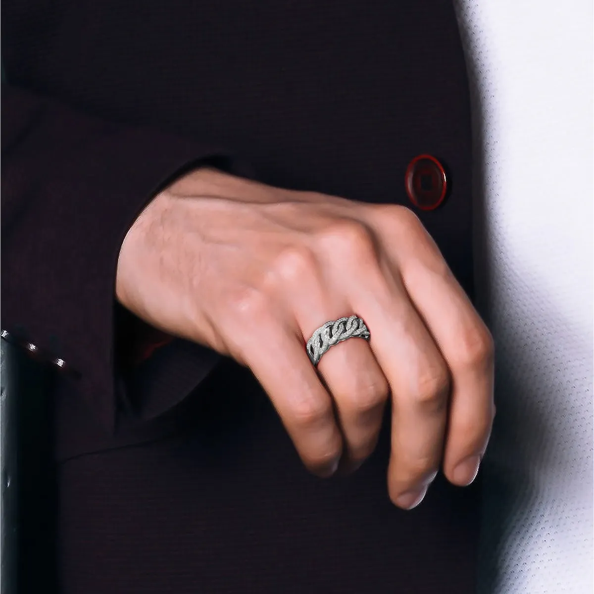 1/4ct TDW Diamond Cuban Link Men's Ring in 10k Gold sold by Zulily product image thumbnail 2