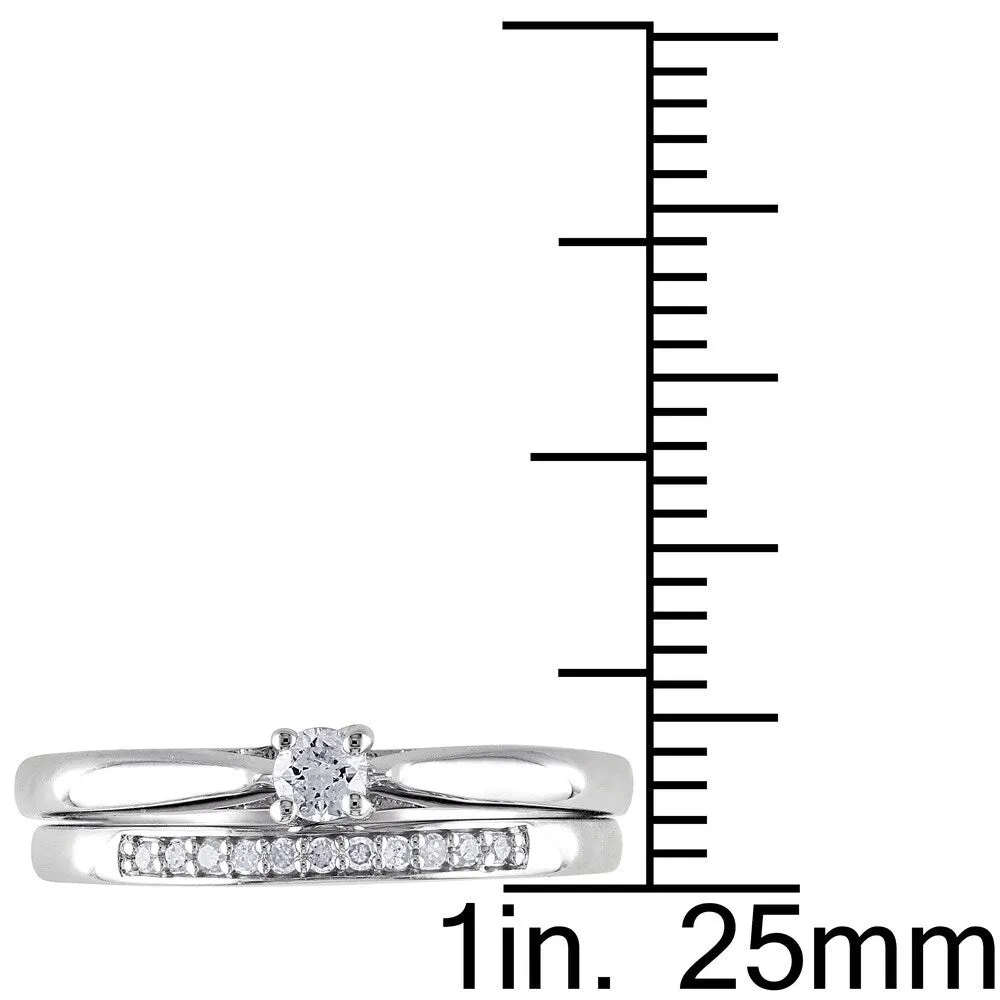 Miadora Sterling Silver 1/6ct TDW Diamond Bridal Ring Set sold by Zulily product image thumbnail 3