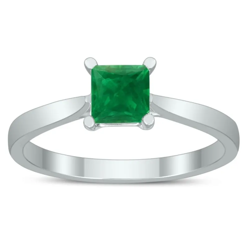 Square Princess Cut 5MM Emerald Solitaire Ring in 10K White Gold made by Zulily