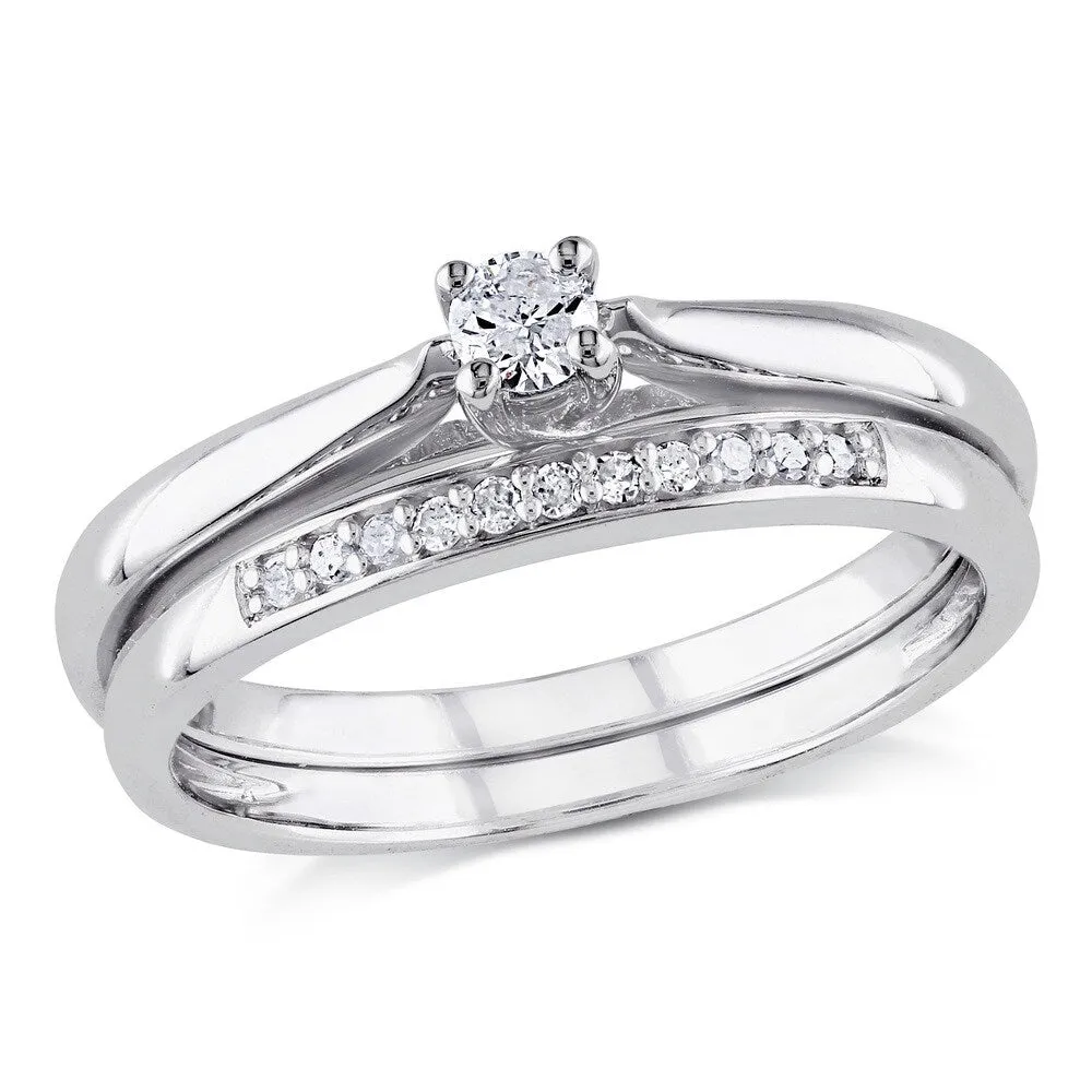 Miadora Sterling Silver 1/6ct TDW Diamond Bridal Ring Set sold by Zulily