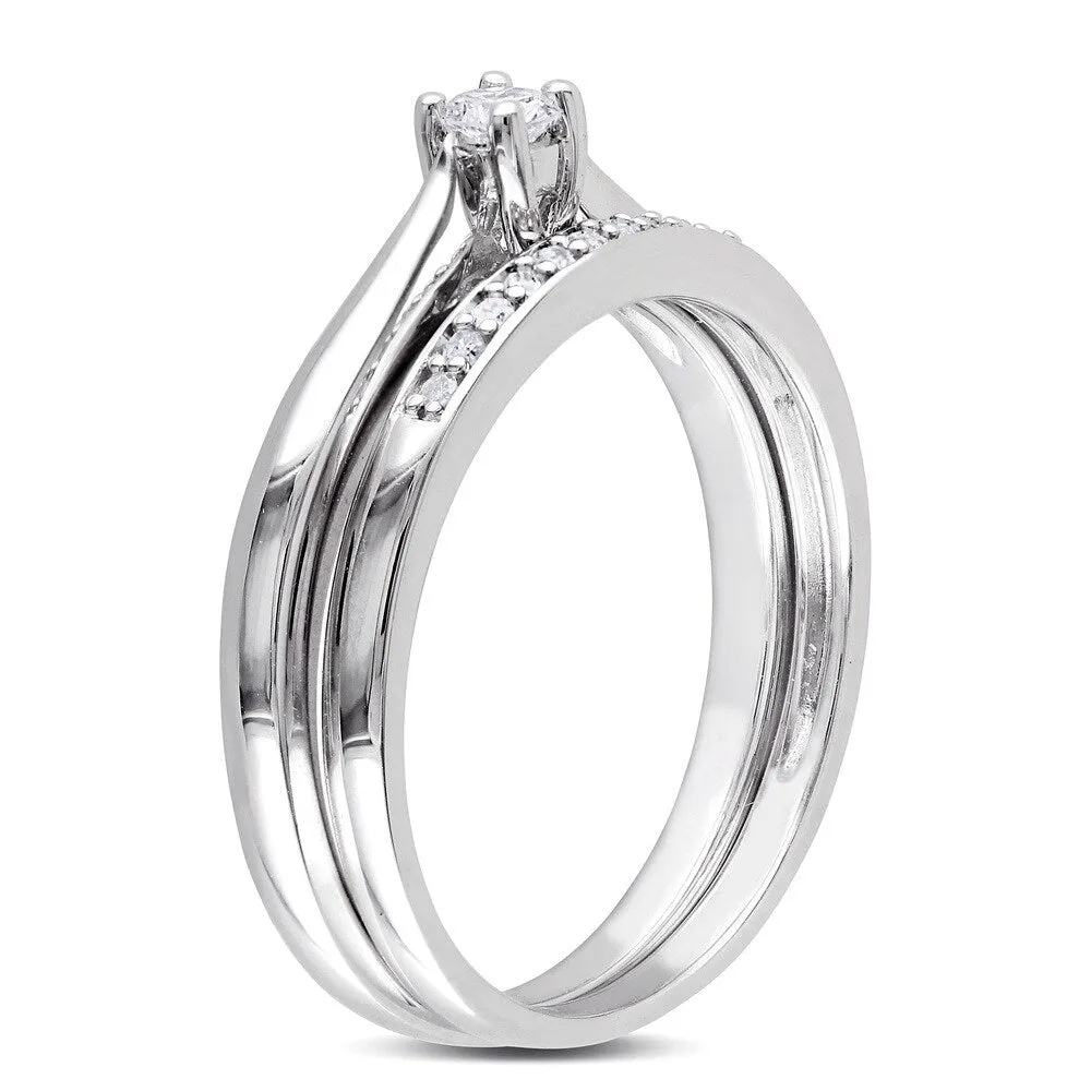 Miadora Sterling Silver 1/6ct TDW Diamond Bridal Ring Set sold by Zulily product image thumbnail 2