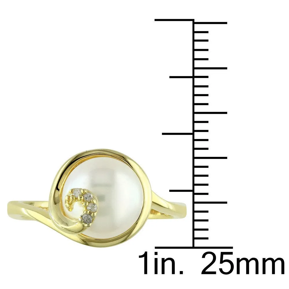 Miadora Gold Over Sterling Silver Freshwater Pearl and Diamond Accent Ring sold by Zulily product image thumbnail 4