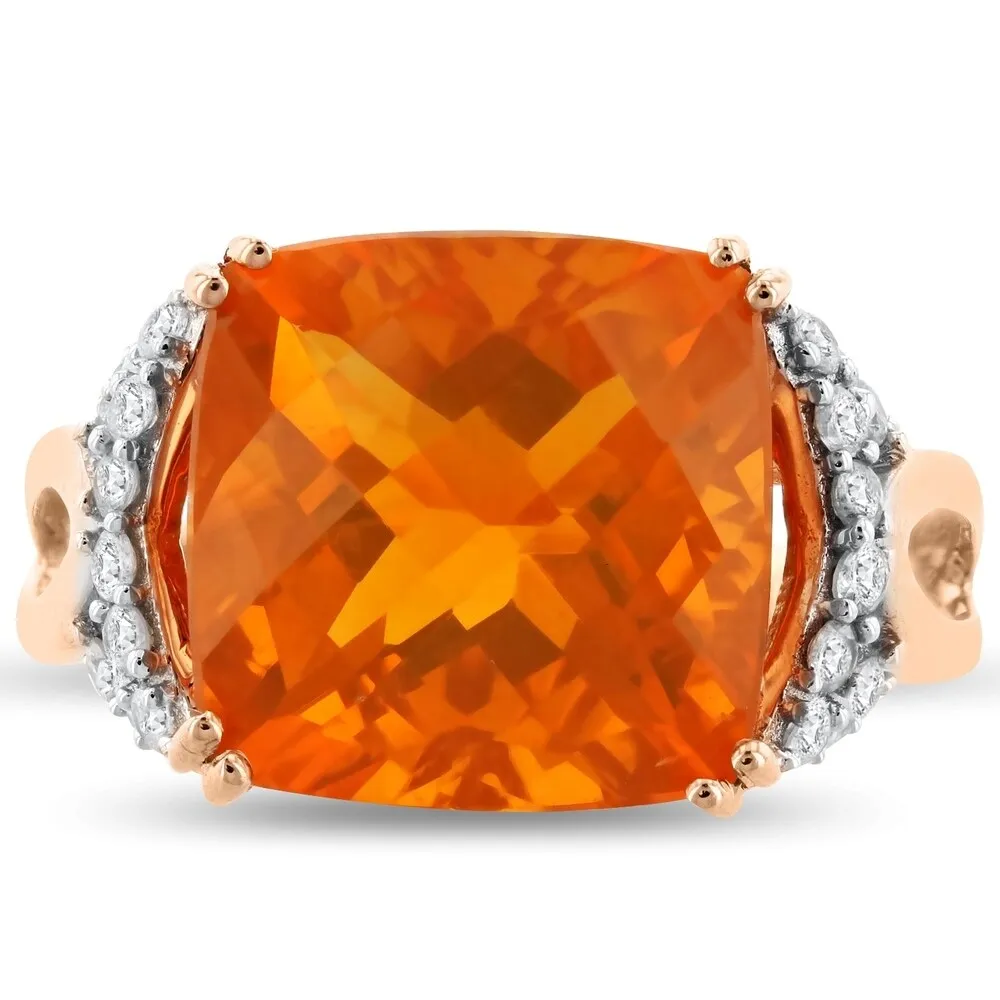Auriya 14k Rose Gold 5 3/4ct Fire Opal and 1/3ct TDW Diamond Ring sold by Zulily product image thumbnail 2