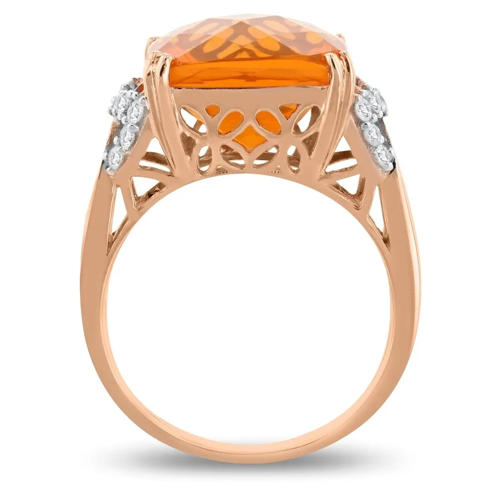 Auriya 14k Rose Gold 5 3/4ct Fire Opal and 1/3ct TDW Diamond Ring sold by Zulily product image thumbnail 4