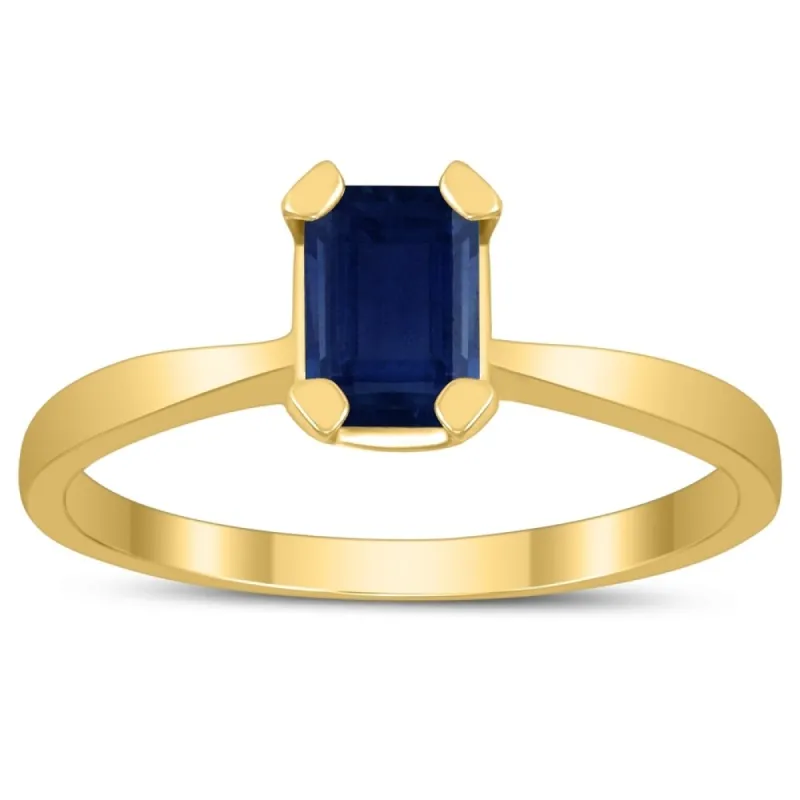 Emerald Shaped 6X4MM Sapphire Solitaire Ring in 10K Yellow Gold sold by Zulily