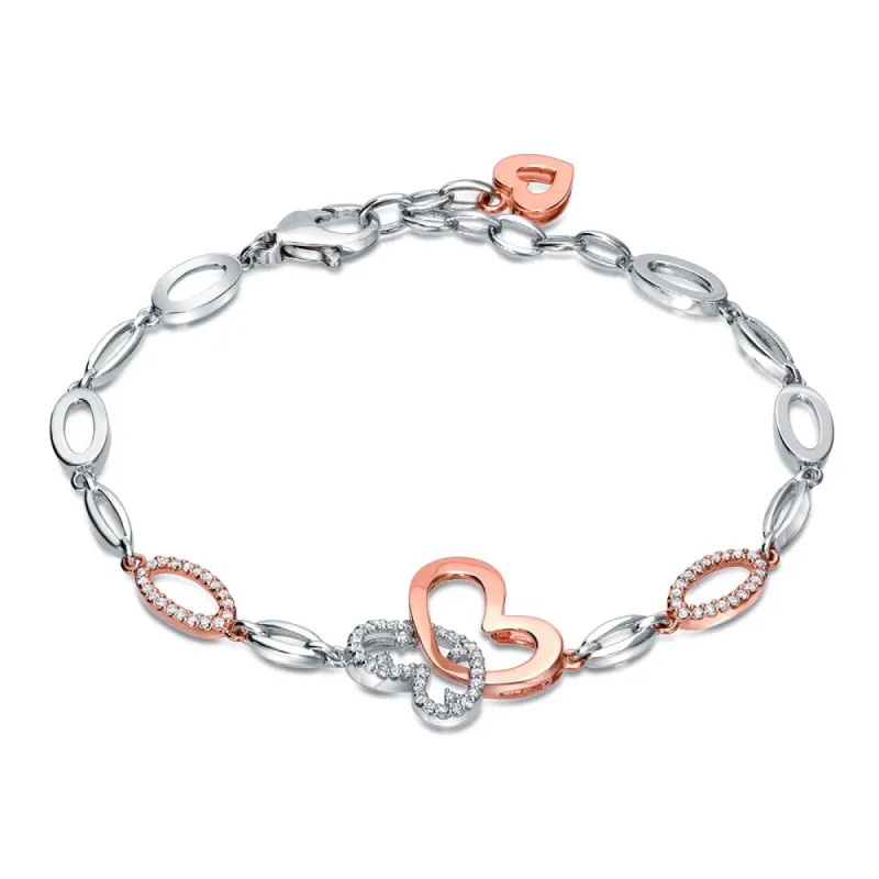 Auriya 14k Two-tone Rose Gold 1/3ct TDW Heart Design Diamond Chain Link Bracelet sold by Zulily