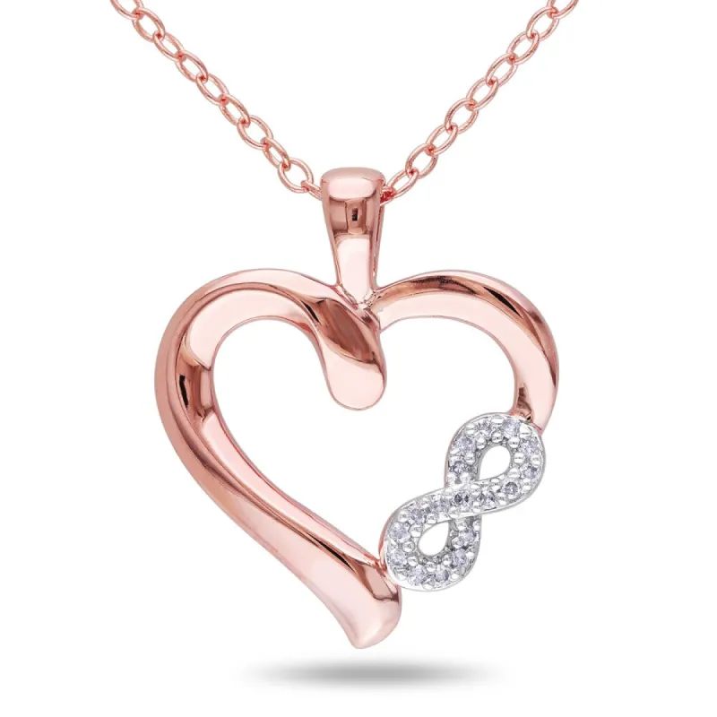 Miadora Rose Plated Silver Diamond Infinity Heart Necklace sold by Zulily