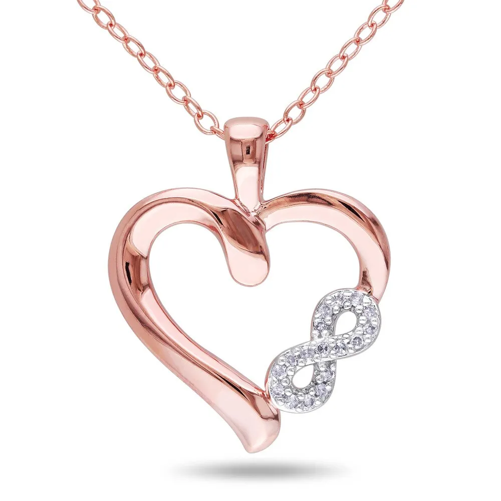 Miadora Rose Plated Silver Diamond Infinity Heart Necklace sold by Zulily