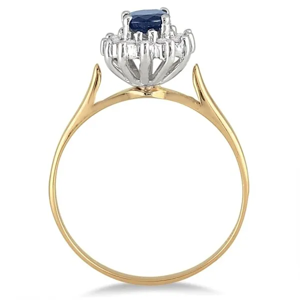 6x4MM Sapphire and Diamond Flower Ring in 10K Gold sold by Zulily product image thumbnail 2
