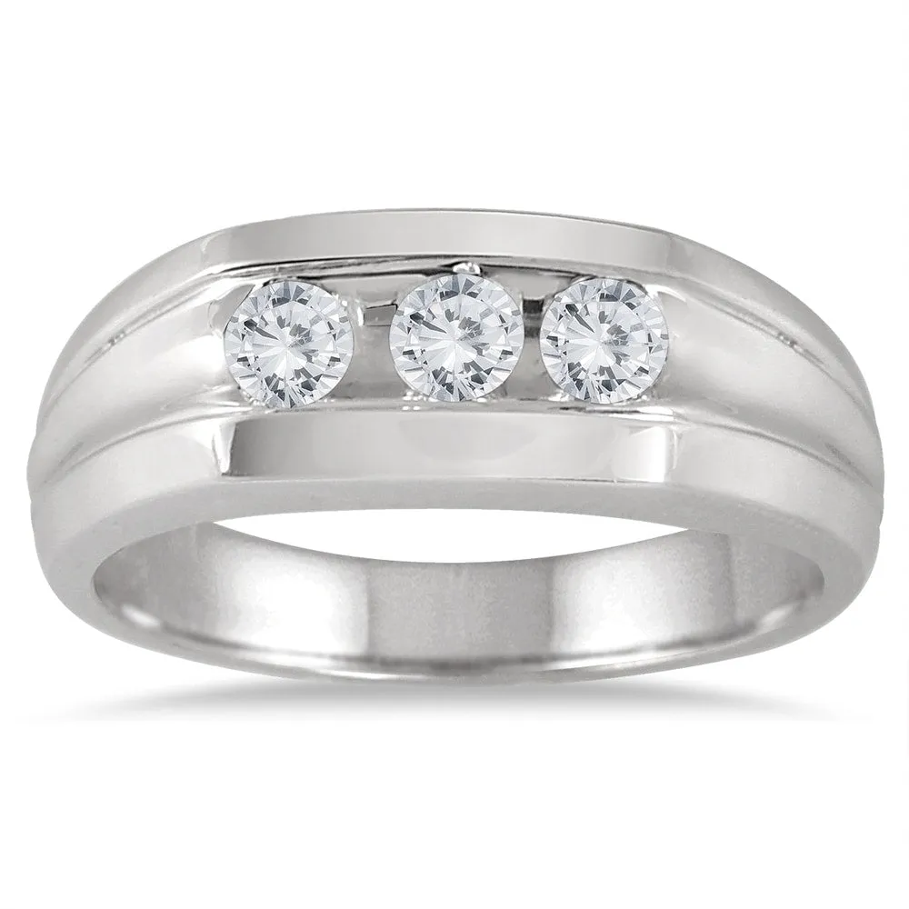 1/2 Carat TW Men's Three Stone Ring in 10K White Gold sold by Zulily