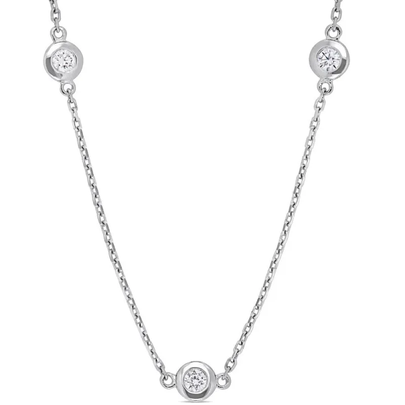 Miadora Signature Collection 14k White Gold 1 1/3ct TDW Diamond Station 32-Inch Necklace sold by Zulily