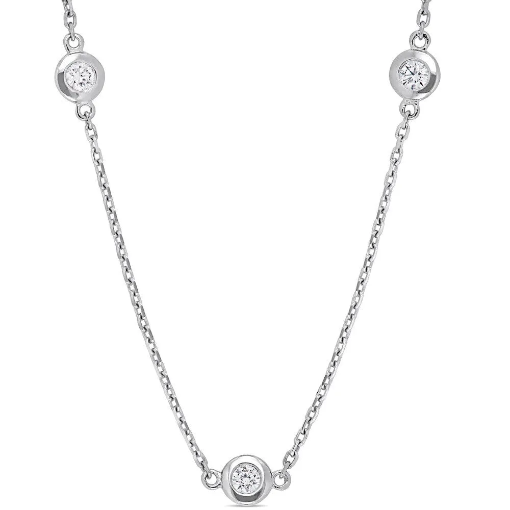 Miadora Signature Collection 14k White Gold 1 1/3ct TDW Diamond Station 32-Inch Necklace sold by Zulily