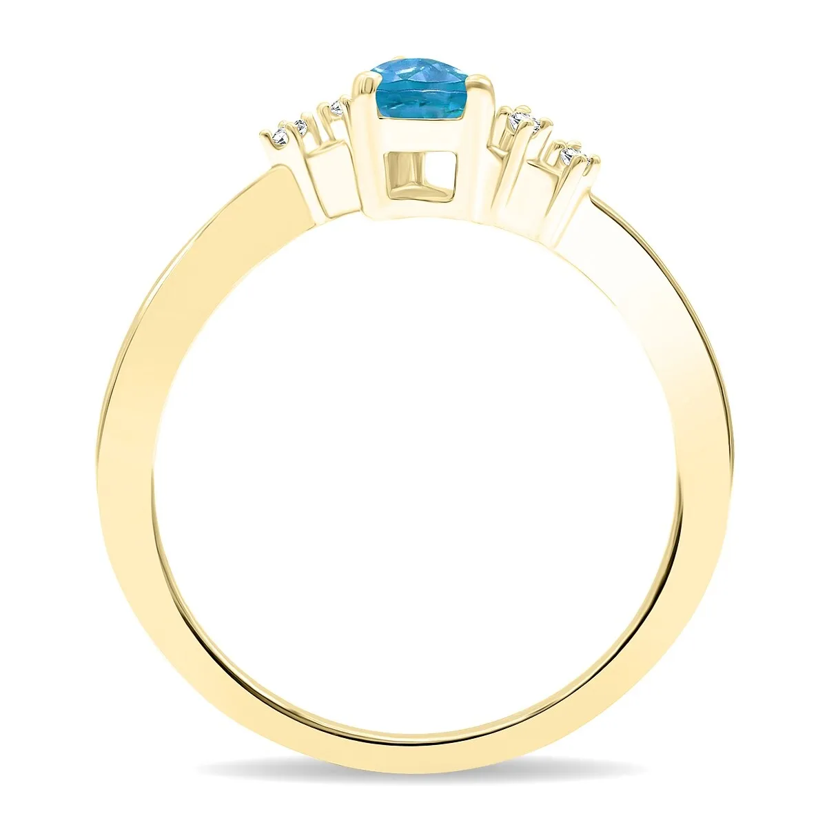 Women's Pear Shaped Blue Topaz and Diamond Wave Ring in 10K Yellow Gold sold by Zulily product image thumbnail 3