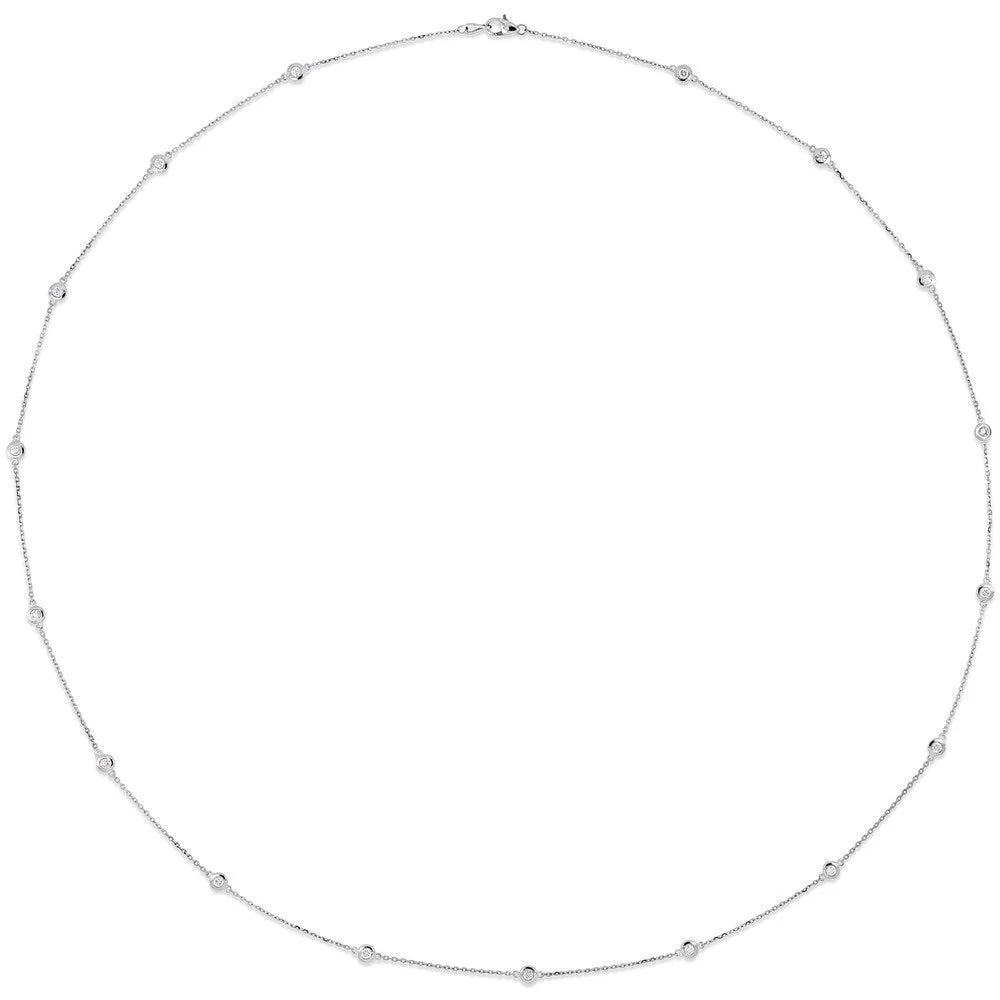 Miadora Signature Collection 14k White Gold 1 1/3ct TDW Diamond Station 32-Inch Necklace sold by Zulily product image thumbnail 5