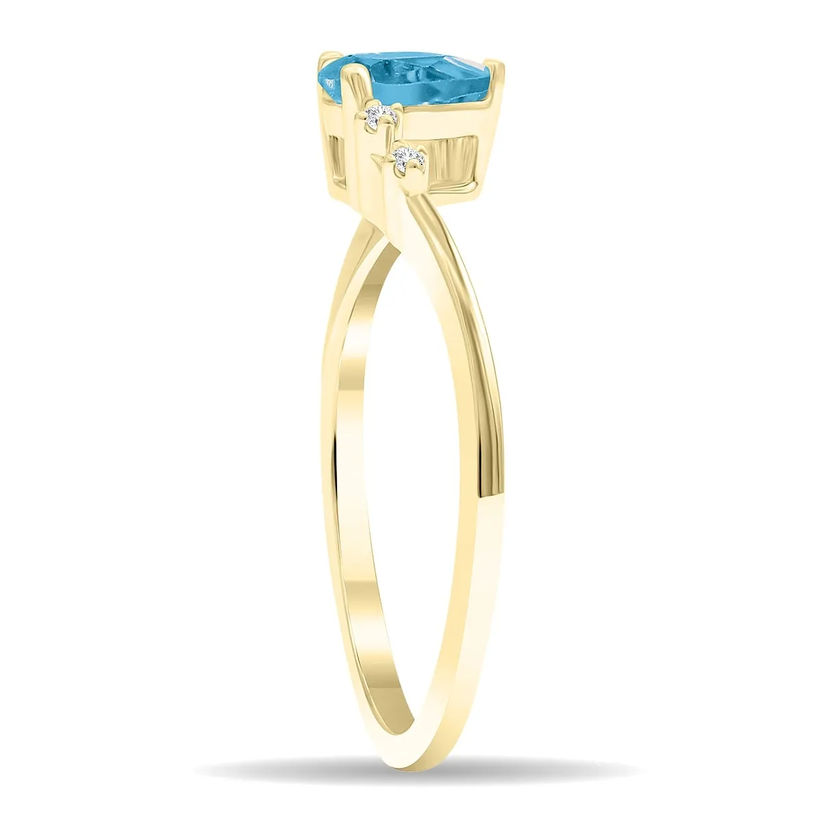 Women's Pear Shaped Blue Topaz and Diamond Wave Ring in 10K Yellow Gold sold by Zulily product image thumbnail 2