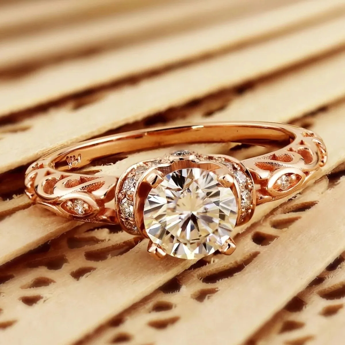 Auriya 14k Gold Vintage 1ct. Moissanite and Diamond Engagement Ring 1/8ctw sold by Zulily