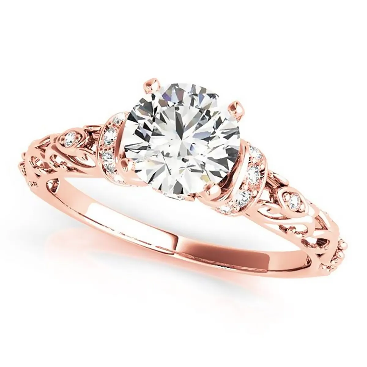 Auriya 14k Gold Vintage 1ct. Moissanite and Diamond Engagement Ring 1/8ctw sold by Zulily product image thumbnail 4