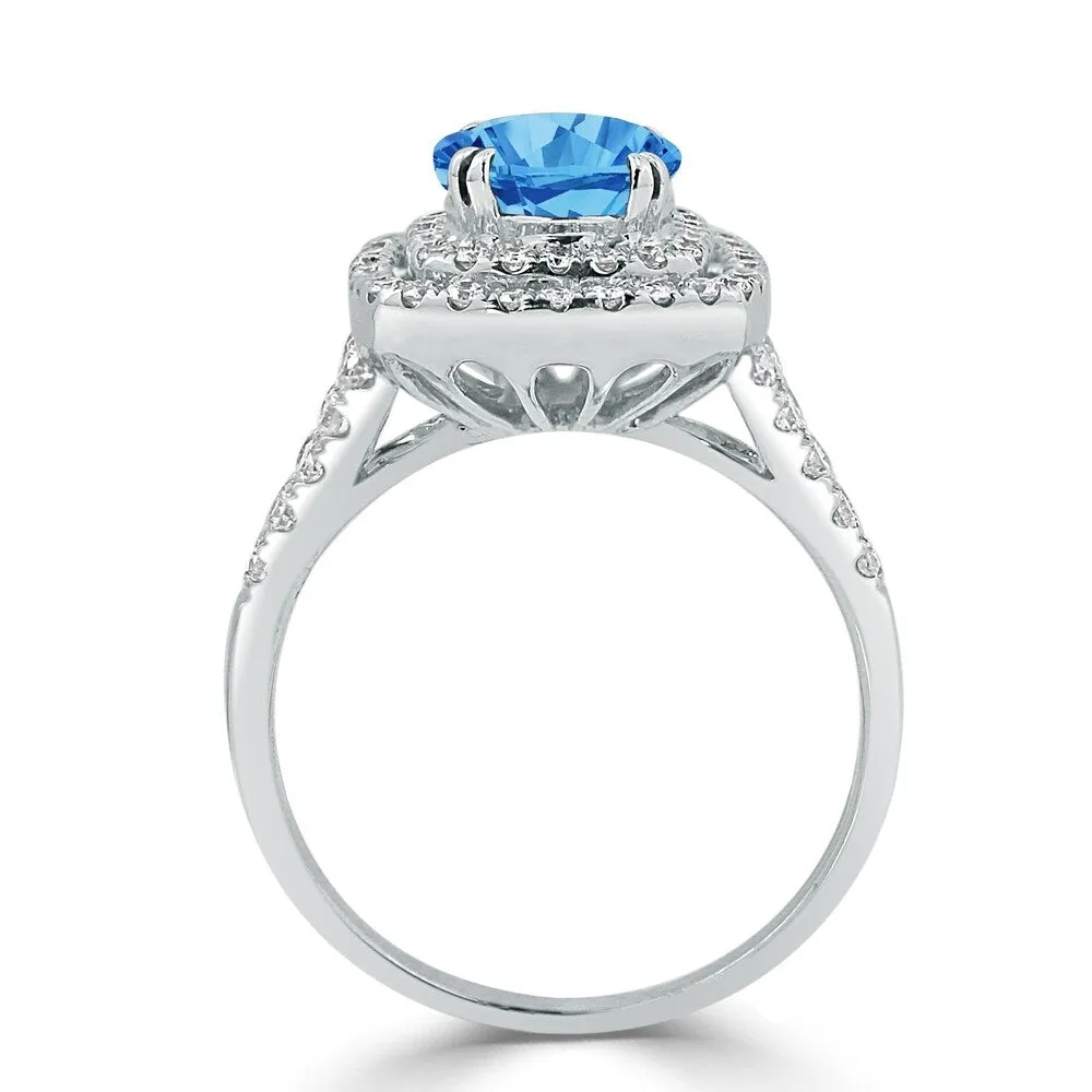 Auriya 2 1/3ct Blue Topaz Oval-cut and Halo Diamond Engagement Ring 5/8ctw 18k Gold sold by Zulily product image thumbnail 4