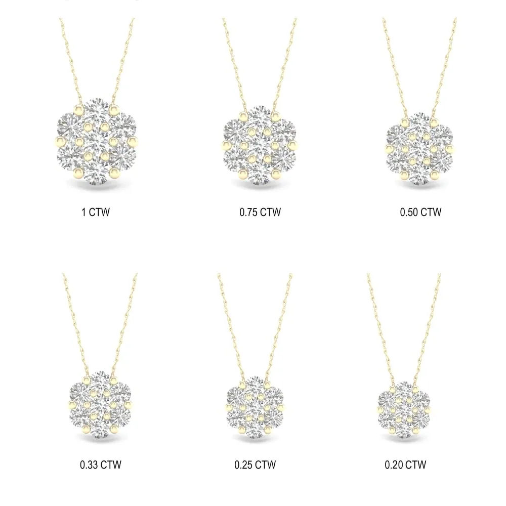 1/5ct-1ct TDW Diamond Cluster Pendant Necklace in 10k Yellow Gold by De Couer sold by Zulily