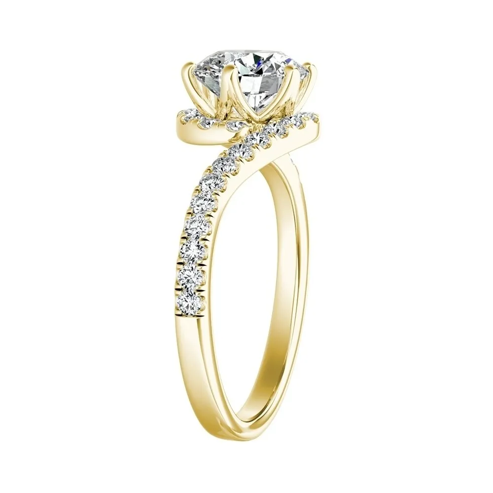 Auriya 14k Gold Bypass 4ct Round Moissanite and 1/3ctw Halo Diamond Engagement Ring sold by Zulily product image thumbnail 5