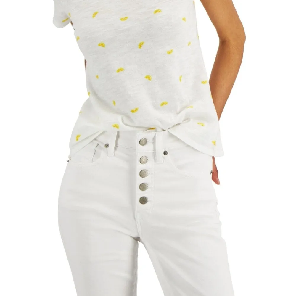 Lucky Brand Women's Embroidered Striped Cotton T-Shirt White sold by Zulily product image thumbnail 3