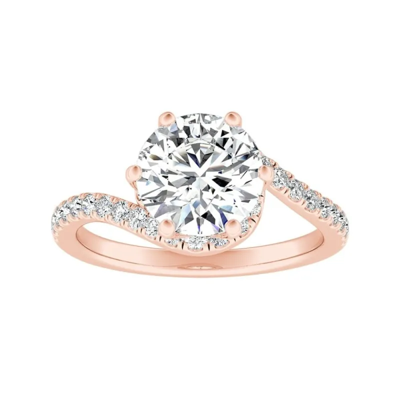 Auriya 14k Gold Bypass 4ct Round Moissanite and 1/3ctw Halo Diamond Engagement Ring sold by Zulily