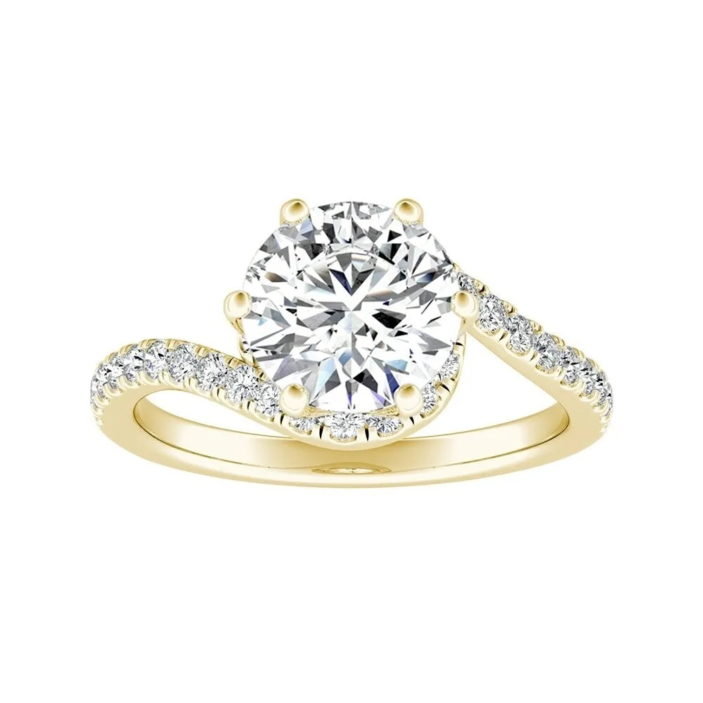 Auriya 14k Gold Bypass 4ct Round Moissanite and 1/3ctw Halo Diamond Engagement Ring sold by Zulily product image thumbnail 3