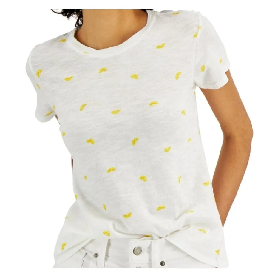 Lucky Brand Women's Embroidered Striped Cotton T-Shirt White sold by Zulily product image thumbnail 2