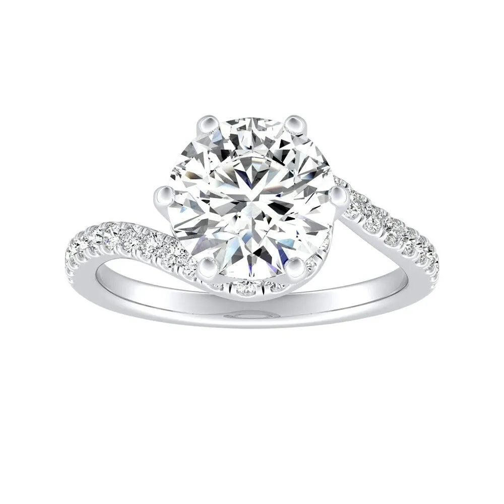 Auriya 14k Gold Bypass 4ct Round Moissanite and 1/3ctw Halo Diamond Engagement Ring sold by Zulily product image thumbnail 2
