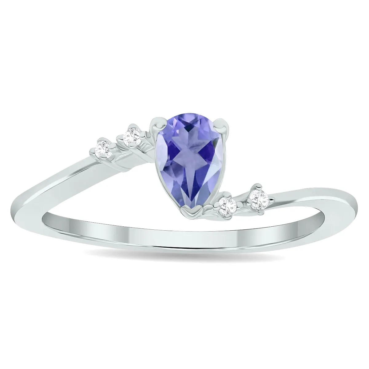 Women's Tanzanite and Diamond Wave Ring in 10K White Gold sold by Zulily