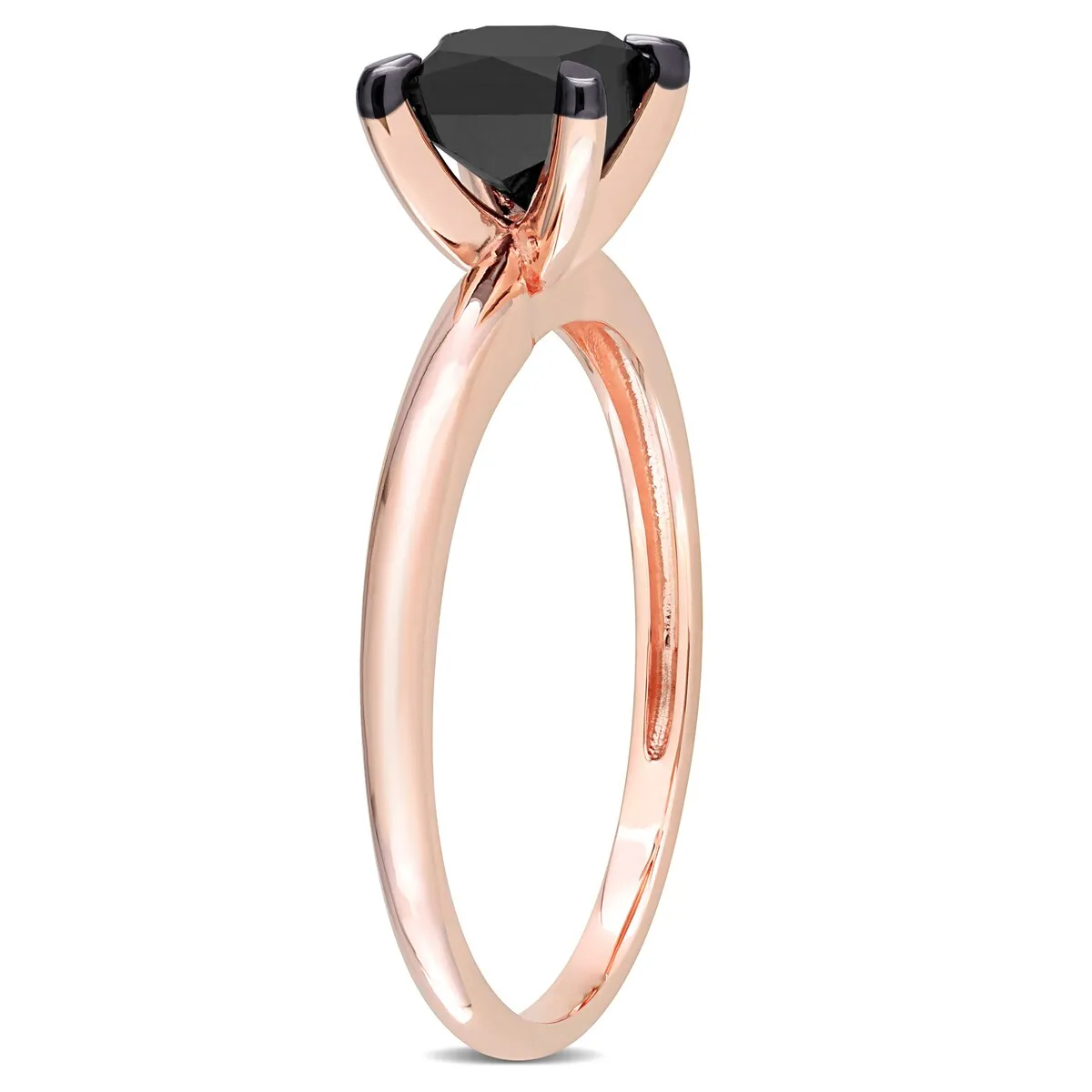 Miadora 1ct TDW Princess-cut Black Diamond Solitaire Engagement Ring in 14k Rose Gold sold by Zulily product image thumbnail 4