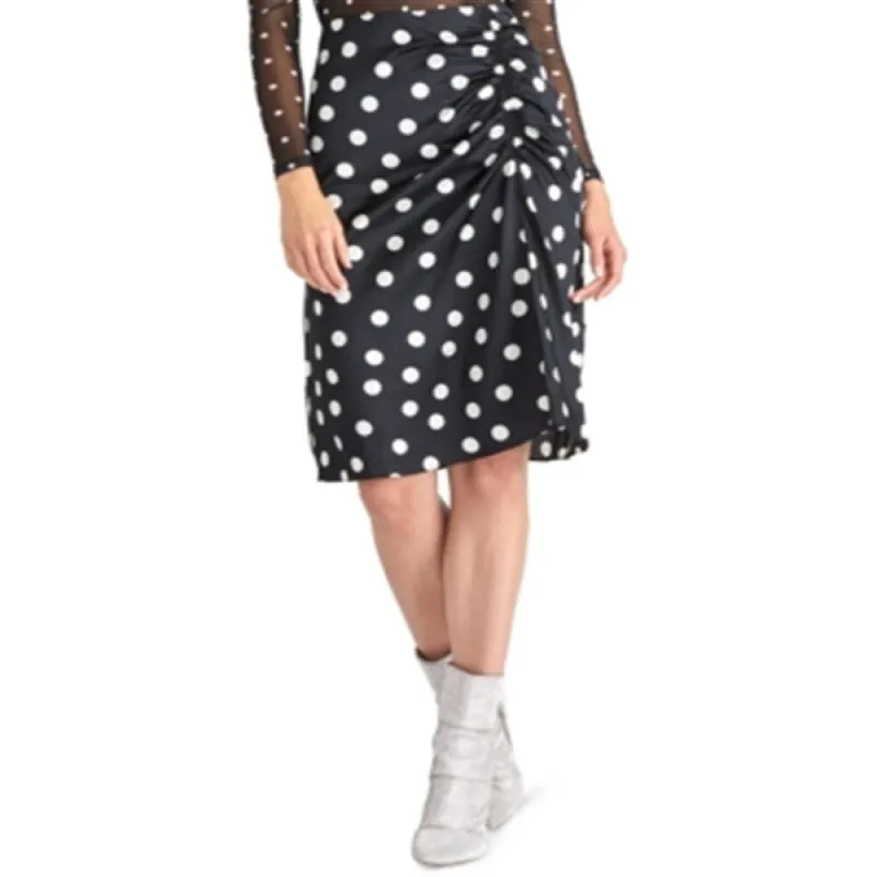 Rachel Roy Women's Susanna Gathered Polka Dot MIDI Skirt Black Size 2 sold by Zulily