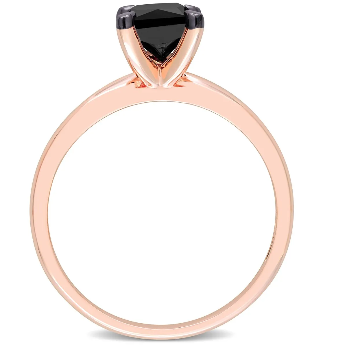 Miadora 1ct TDW Princess-cut Black Diamond Solitaire Engagement Ring in 14k Rose Gold sold by Zulily product image thumbnail 5