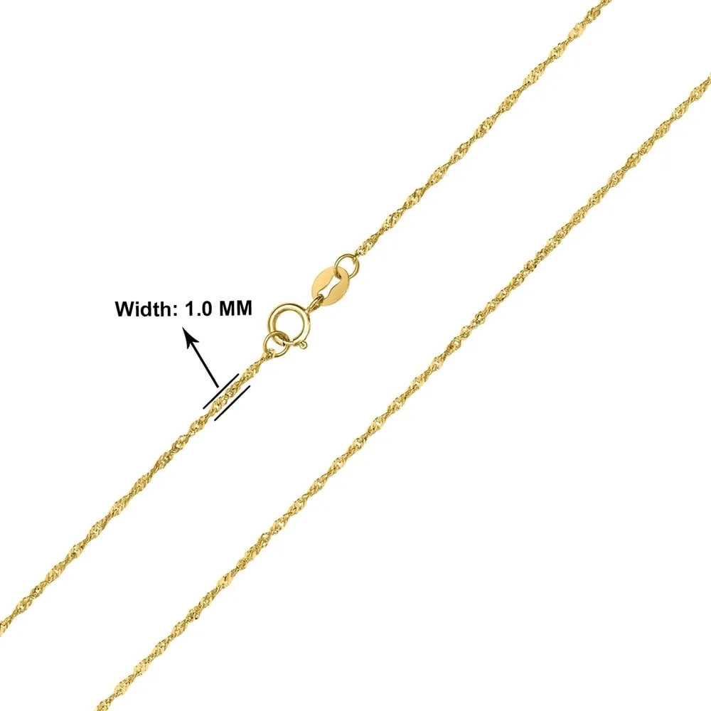 10K Yellow Gold 1MM Singapore Chain with Spring Ring Clasp - 18 Inch sold by Zulily product image thumbnail 3