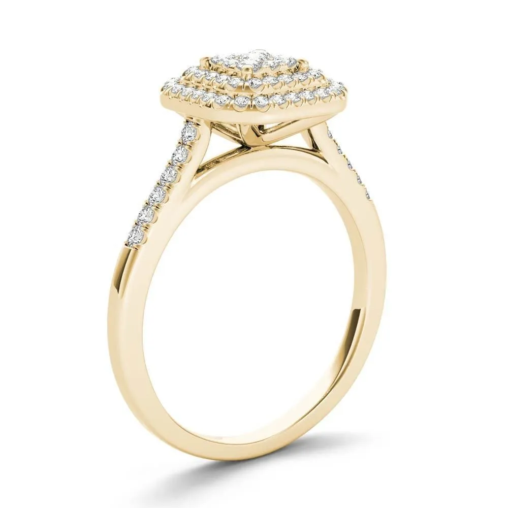 De Couer 10k Yellow Gold 1/3ct TDW Diamond Double Halo Engagement Ring sold by Zulily product image thumbnail 2
