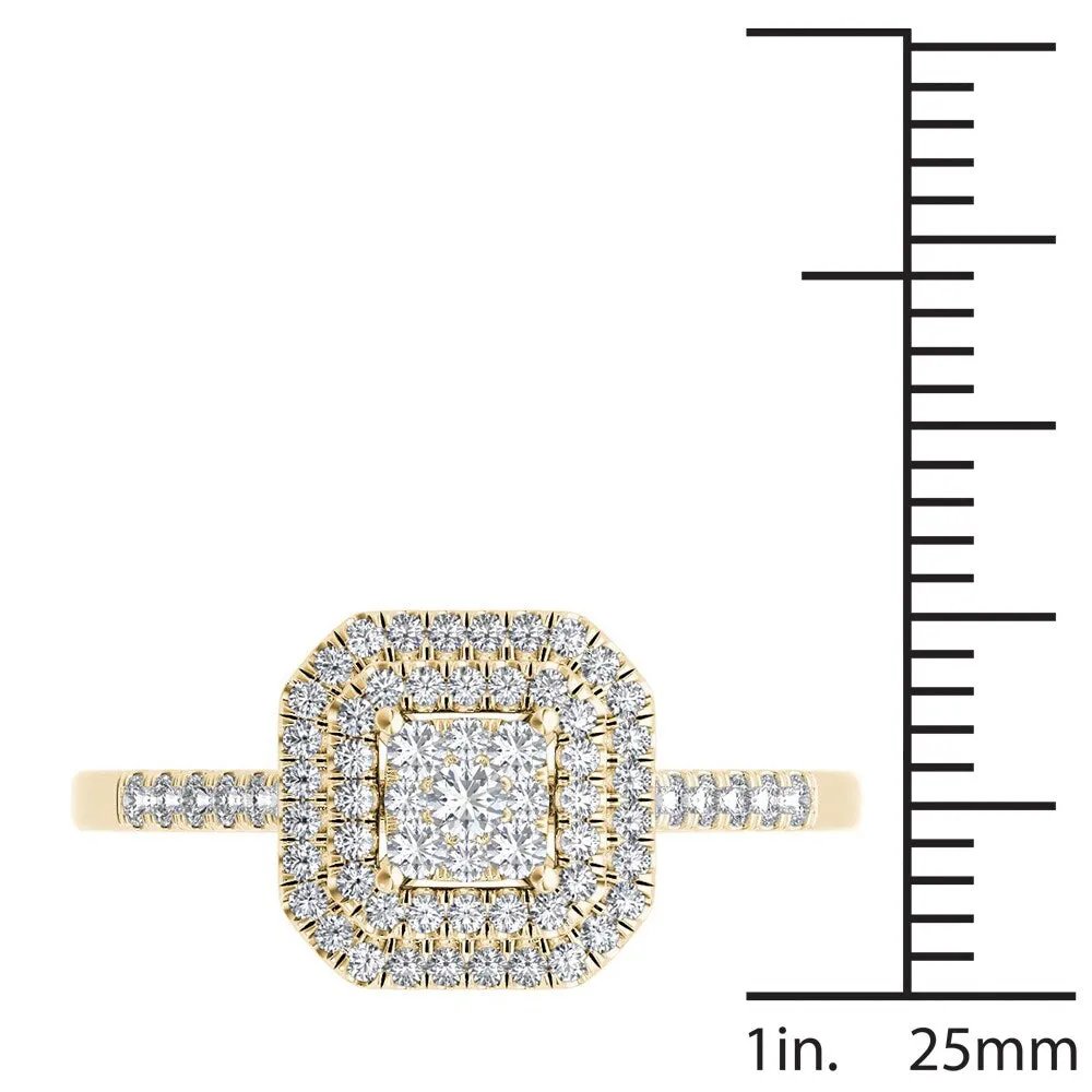 De Couer 10k Yellow Gold 1/3ct TDW Diamond Double Halo Engagement Ring sold by Zulily product image thumbnail 4