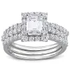 Miadora 2 1/10ct DEW Octagon-cut Moissanite Halo Bridal Ring Set in Sterling Silver sold by Zulily