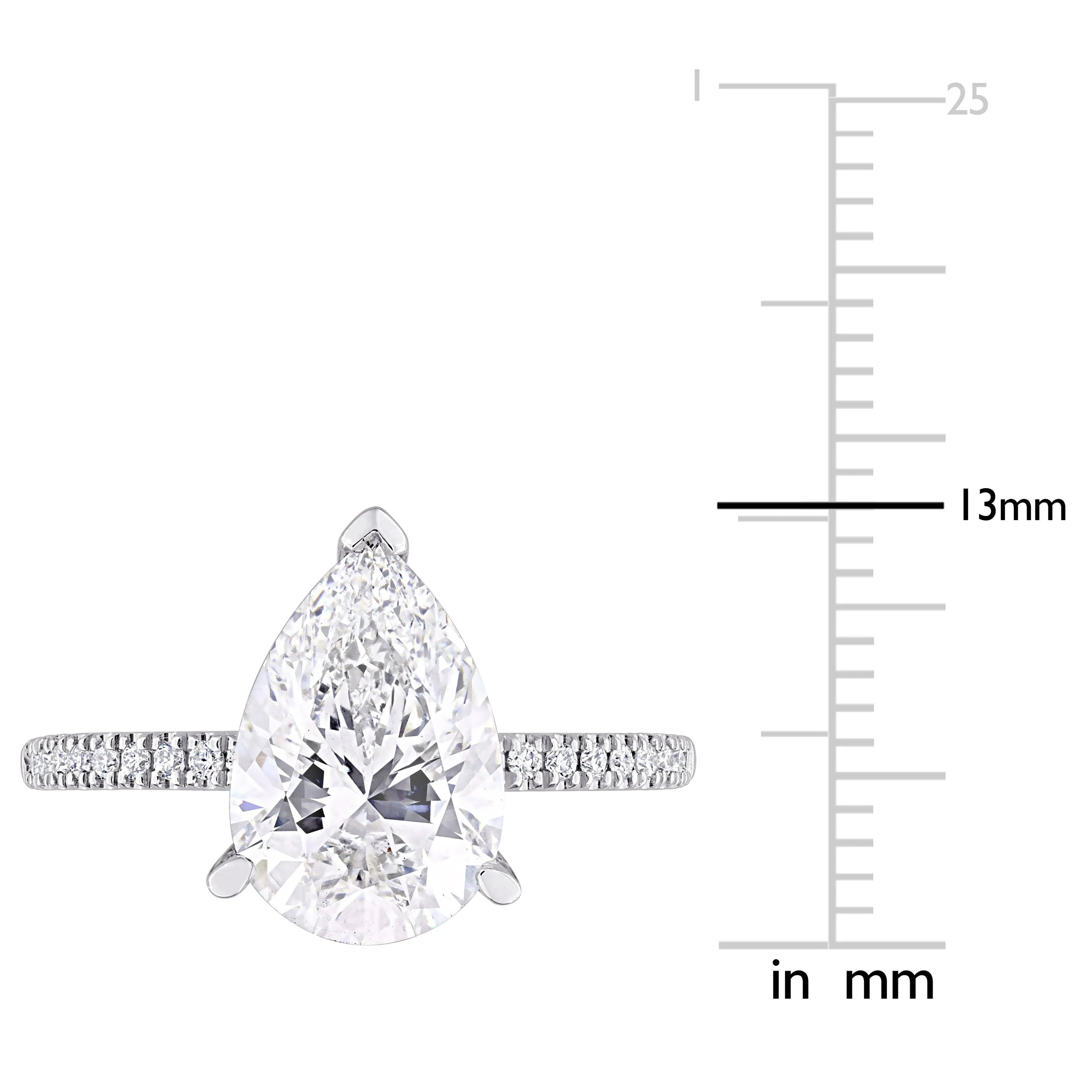 Created Forever 3 1/6ct TDW Lab-Grown Pear Diamond and Tsavorite Accent Ring in 14k White Gold sold by Zulily product image thumbnail 4