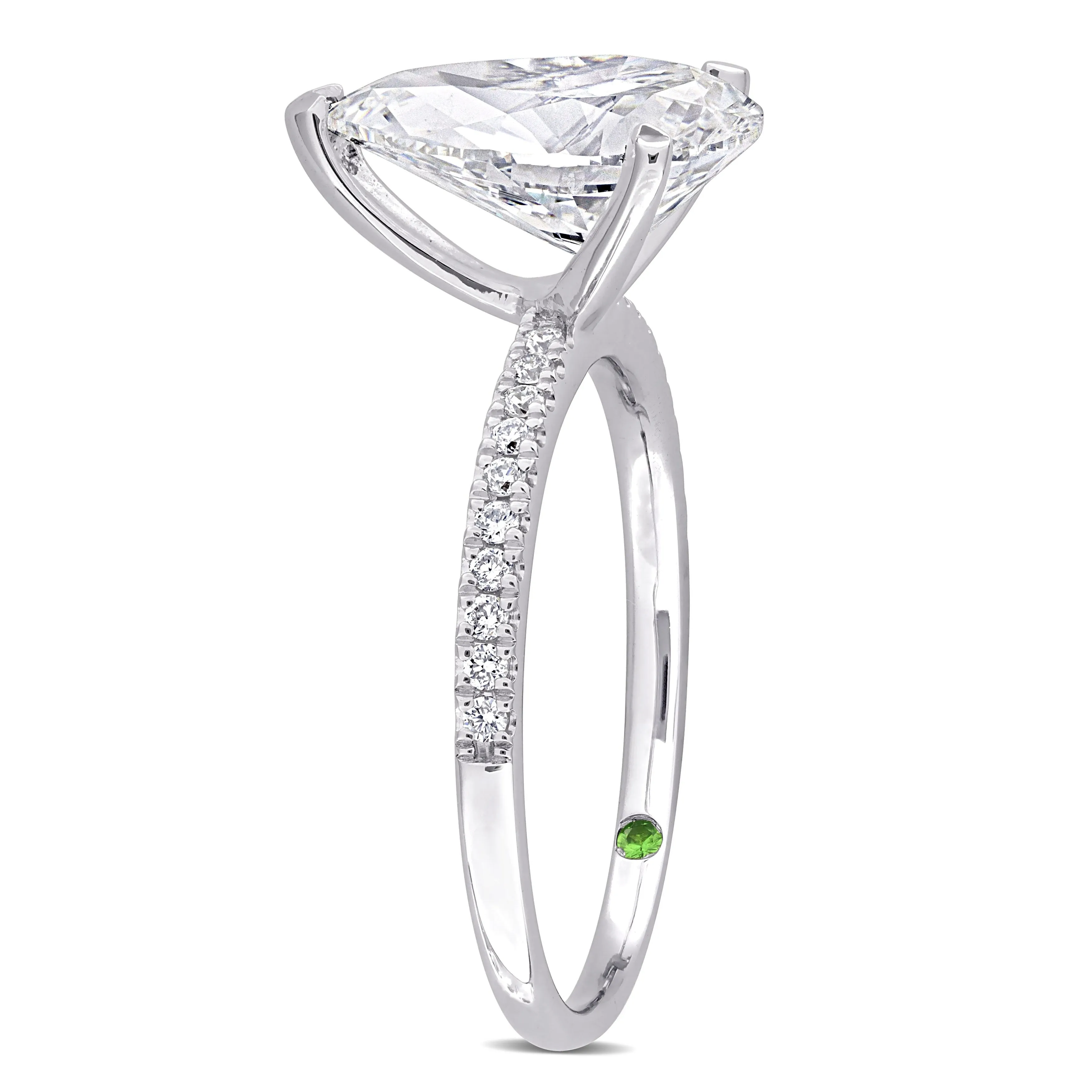 Created Forever 3 1/6ct TDW Lab-Grown Pear Diamond and Tsavorite Accent Ring in 14k White Gold sold by Zulily product image thumbnail 3