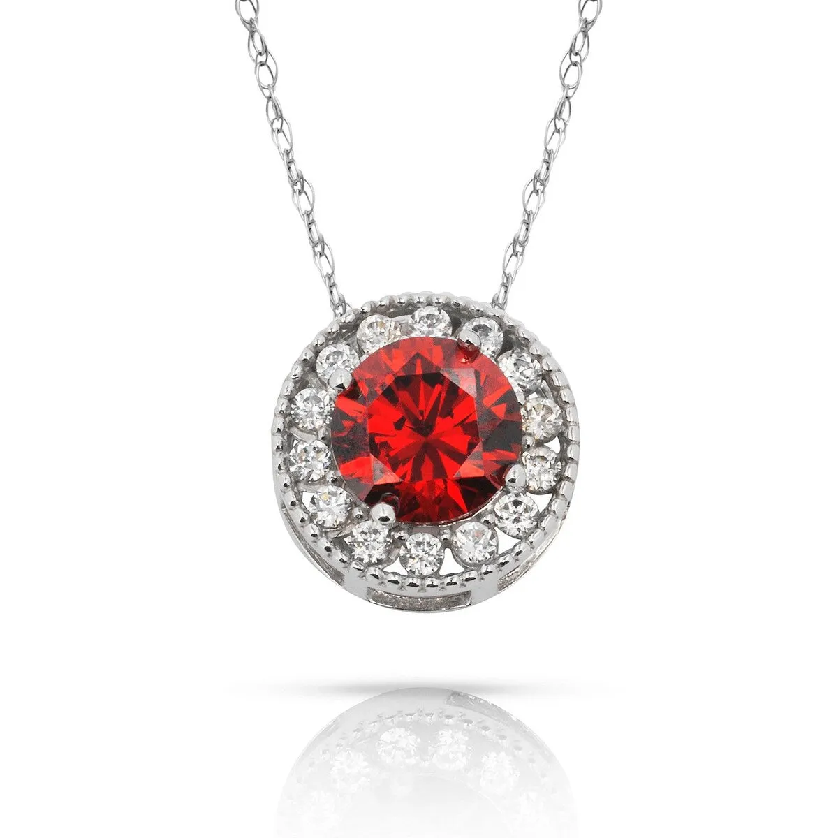 Curata 14k White Gold 18" Birthstone Round Cubic Zirconia Halo Floating Pendant Necklace sold by Zulily