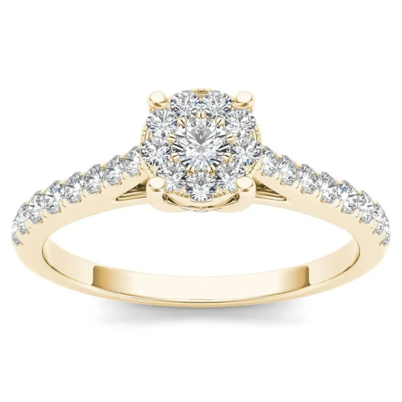 De Couer 10k Yellow Gold 1/2ct TDW Diamond Cluster Ring sold by Zulily