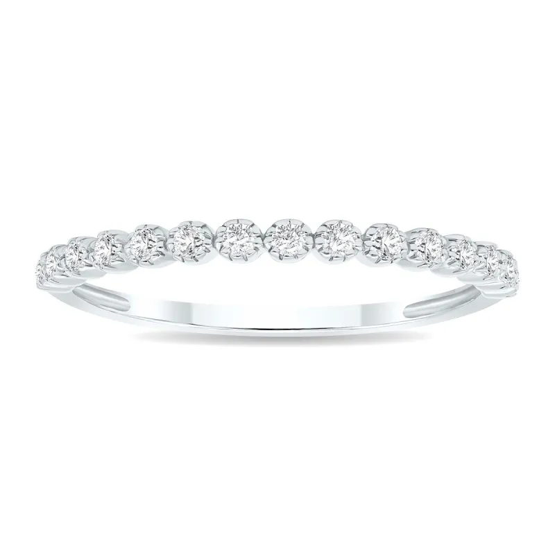 1/5 Carat TW Beaded Crown Setting Diamond Wedding Band in 10K White Gold (Wedding, Stackable or Fashion Ring) sold by Zulily