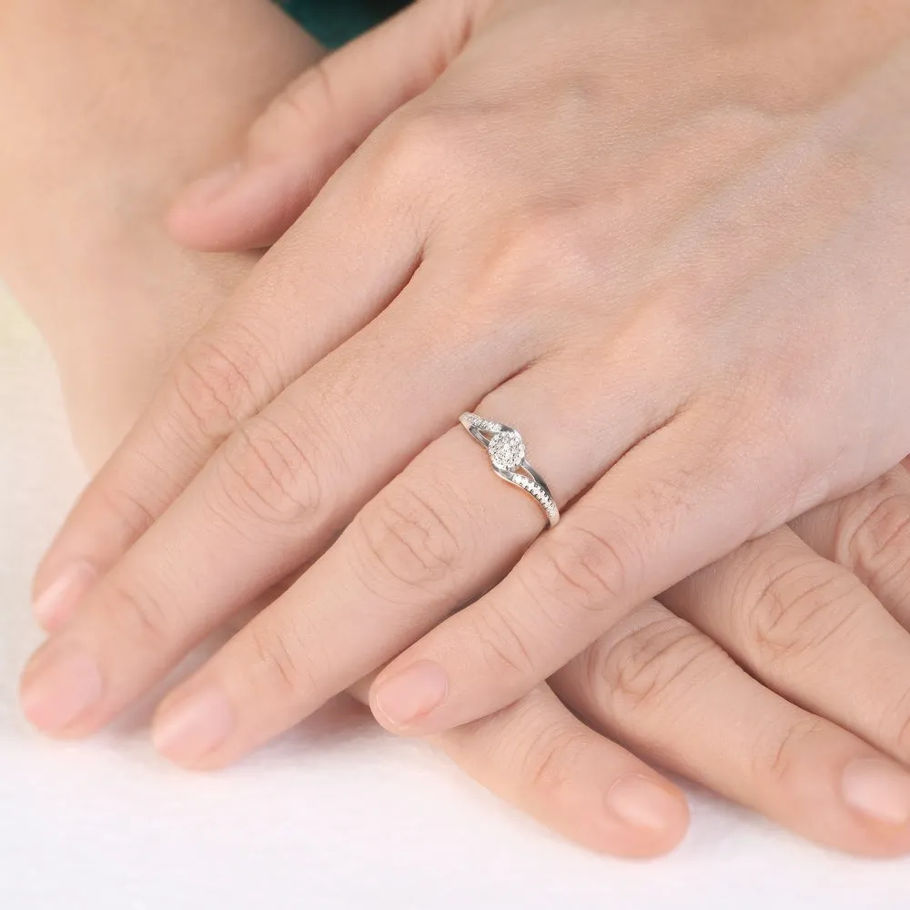 De Couer 10k White Gold 1/8ct TDW Diamond Cluster Fashion Ring sold by Zulily product image thumbnail 2