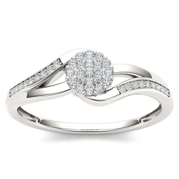 De Couer 10k White Gold 1/8ct TDW Diamond Cluster Fashion Ring sold by Zulily product image thumbnail 3