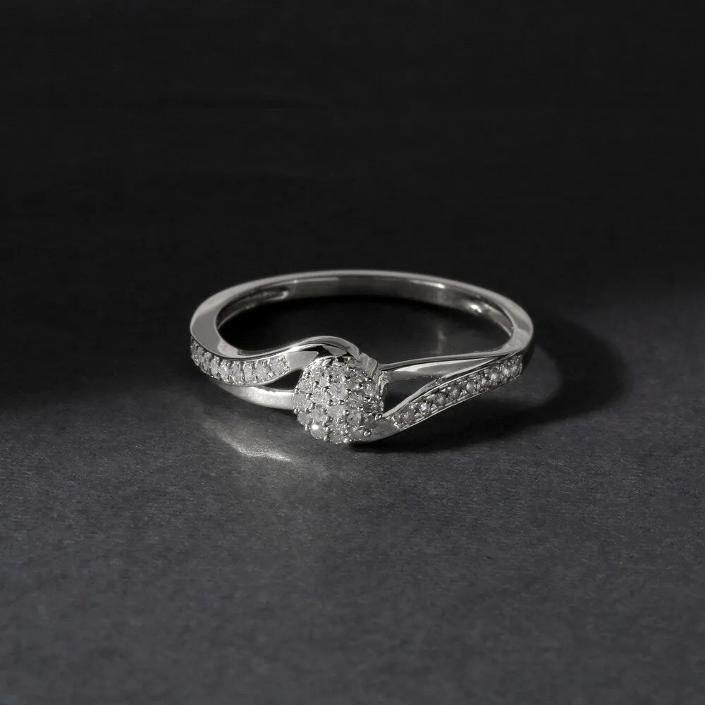 De Couer 10k White Gold 1/8ct TDW Diamond Cluster Fashion Ring sold by Zulily