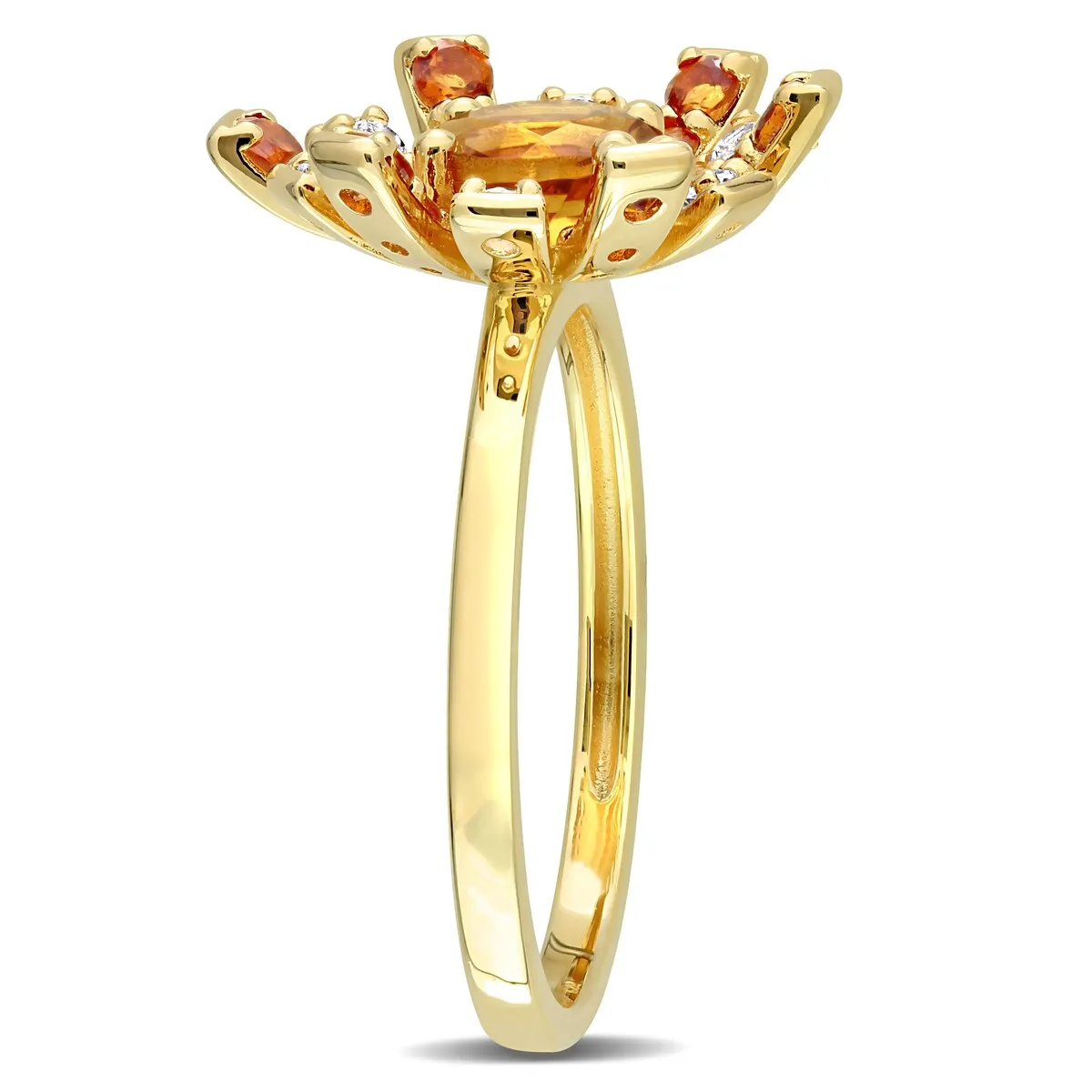 Miadora Madeira Citrine and White Topaz Floral Cluster Ring in 18kt Yellow Plated Sterling Silver sold by Zulily product image thumbnail 2